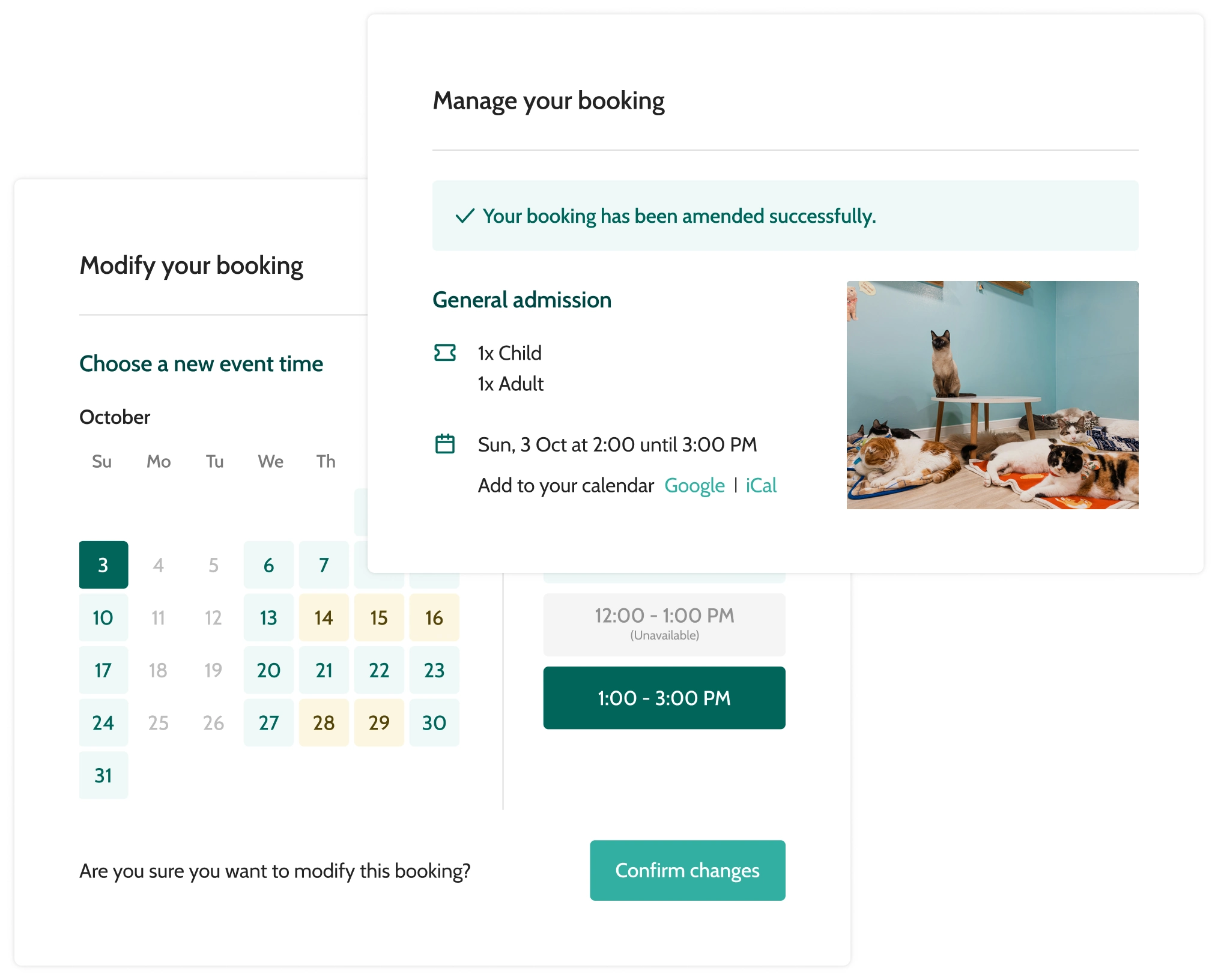 Guest managing an animal cafe booking online